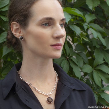 Пусеты Fiore Luna, COFFE AGATE